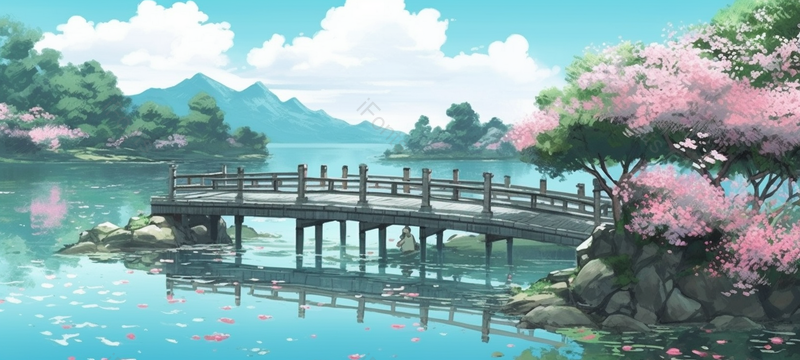 湖面桥梁风景插画,插画/手绘图,插画/手绘图库,插画/手绘图下载,插画/手绘